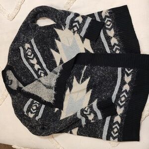 Stylish Black and Cream Cardigan With Metallic Designs